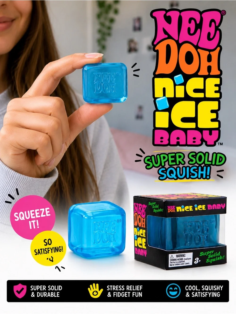 Nice Ice Baby Kids Super Solid Squish - Blue or  Pink. Pick of One random color
